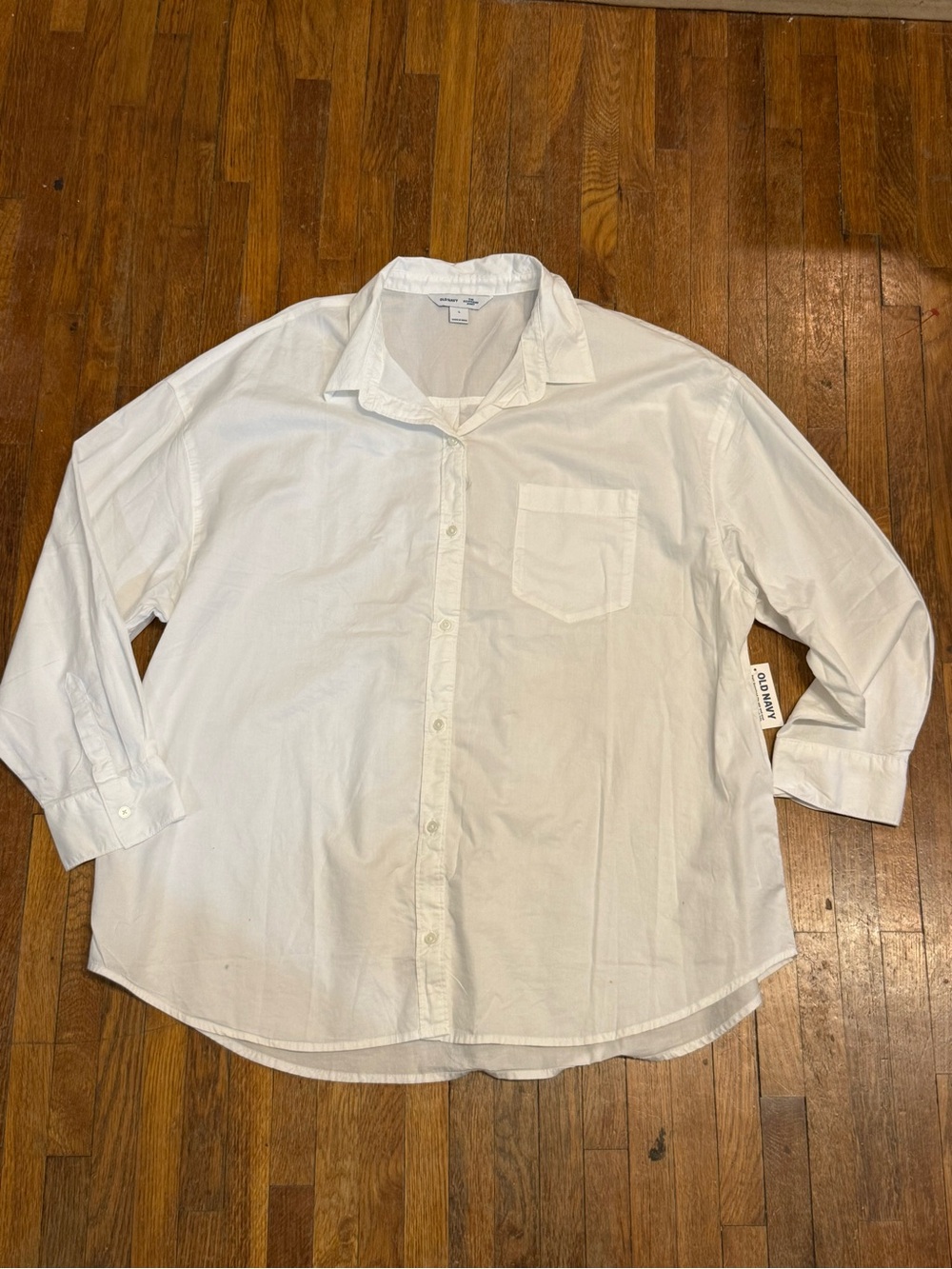 Old Navy White Button-Down Boyfriend Shirt